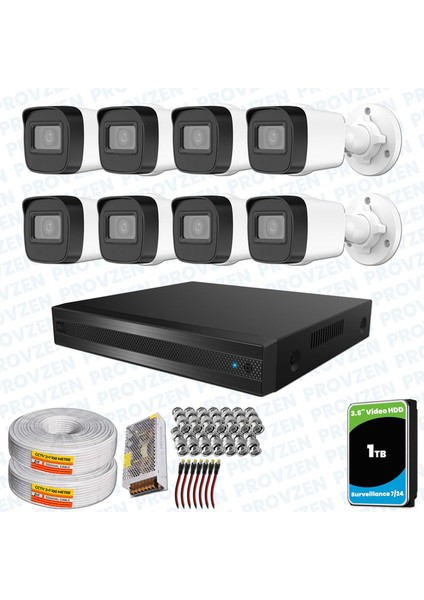 Hikvision Rv 8 Kameralı Full Hd Geniş Açı Güvenlik Kamerası 1tb