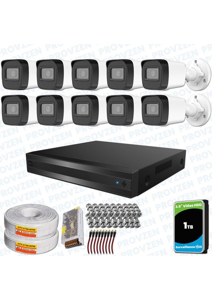 Hikvision Rv 10 Kameralı Full Hd Geniş Açı Güvenlik Kamerası 1tb