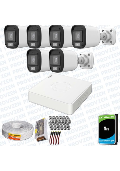 Unv Full Hd 6 Kamera Renkli Gece Görüş Mikrofonlu Olay Anında Bildirim