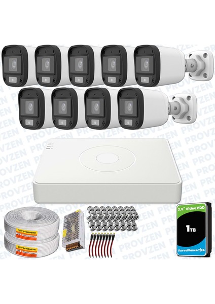 Unv Full Hd 9 Kamera Renkli Gece Görüş Mikrofonlu Olay Anında Bildirim