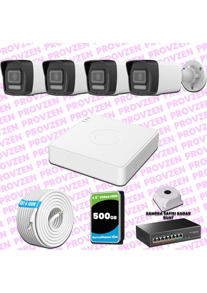 Hikvision 4 Kameralı Ip 1080P Colorvu Güvenlik Kamerası Mikrofonlu Olay Anında Bildirim