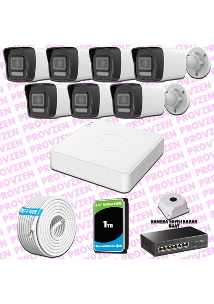 Hikvision 7 Kameralı Ip 1080P Colorvu Güvenlik Kamerası Mikrofonlu Olay Anında Bildirim
