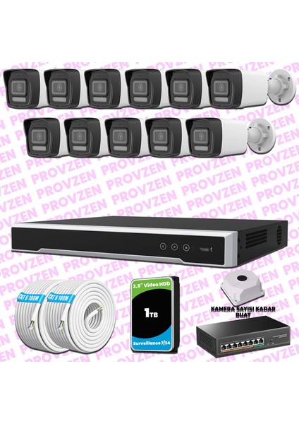 Hikvision 11 Kameralı Ip 1080P Colorvu Güvenlik Kamerası Mikrofonlu Olay Anında Bildirim