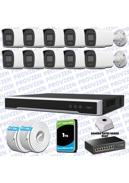 Hikvision Hibrit Ip Colorvu 10 Kameralı Güvenlik Kamerası Mikrofonlu Olay Anında Bildirim
