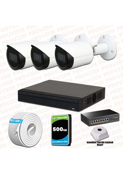 Dahua 3 Kameralı Ip 1080P Gece Görüşlü Güvenlik Kamerası