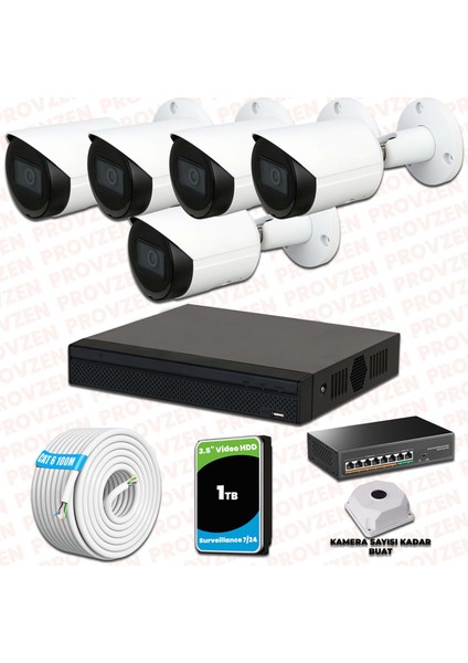 Dahua 5 Kameralı Ip 1080P Gece Görüşlü Güvenlik Kamerası