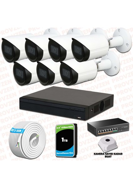 Dahua 7 Kameralı Ip 1080P Gece Görüşlü Güvenlik Kamerası