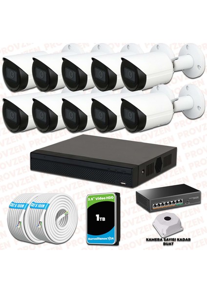 Dahua 10 Kameralı Ip 1080P Gece Görüşlü Güvenlik Kamerası