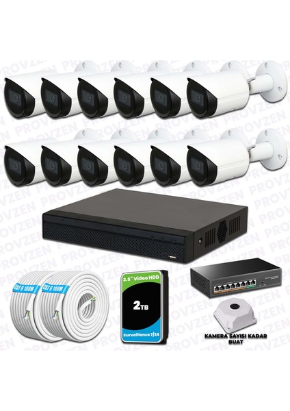 Dahua 12 Ip Kameralı 1440P Gece Görüşlü Güvenlik Kamerası Seti