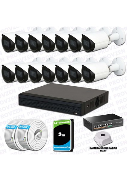 Dahua 14 Ip Kameralı 1440P Gece Görüşlü Güvenlik Kamerası Seti