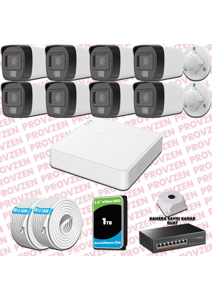 Hikvision 8 Kameralı Ip Full Hd Renkli Güvenlik Kamerası Mikrofonlu