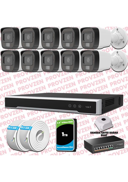 Hikvision 10 Kameralı Ip Full Hd Renkli Güvenlik Kamerası Mikrofonlu