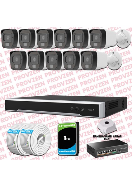Hikvision 11 Kameralı Ip Full Hd Renkli Güvenlik Kamerası Mikrofonlu