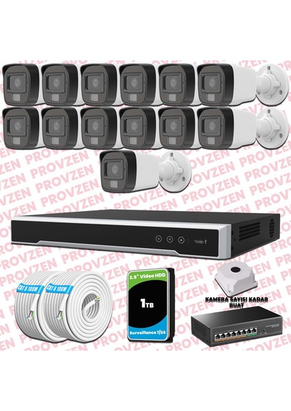 Hikvision 13 Kameralı Ip Full Hd Renkli Güvenlik Kamerası Mikrofonlu