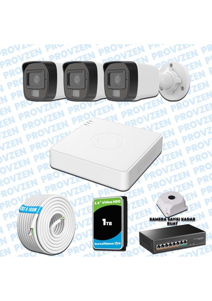 Hikvision 3’lü Ip 4mp Güvenlik Kamerası Seti Colorvu Mikrofonlu Olay Anında Bildirim