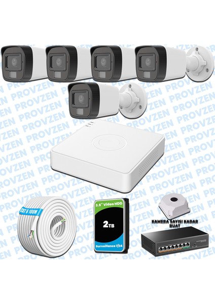 Hikvision 5’li Ip 4mp Güvenlik Kamerası Seti Colorvu Mikrofonlu Olay Anında Bildirim