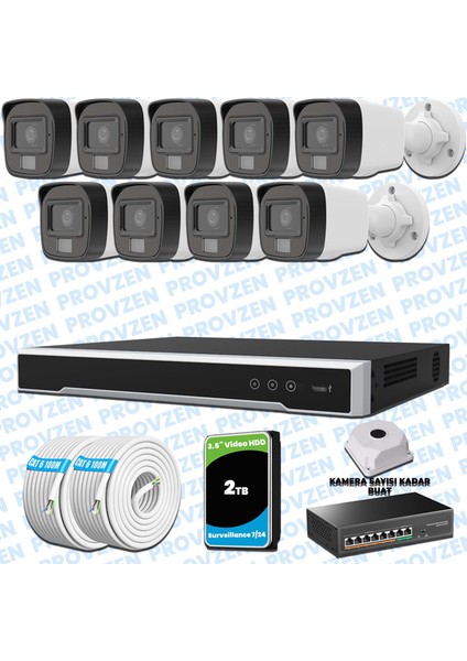 Hikvision 9’lu Ip 4mp Güvenlik Kamerası Seti Colorvu Mikrofonlu Olay Anında Bildirim