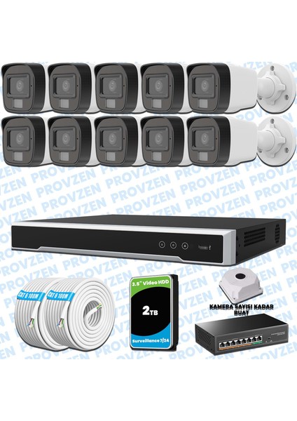 Hikvision 10’lu Ip 4mp Güvenlik Kamerası Seti Colorvu Mikrofonlu Olay Anında Bildirim