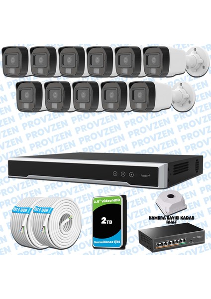 Hikvision 11’li Ip 4mp Güvenlik Kamerası Seti Colorvu Mikrofonlu Olay Anında Bildirim