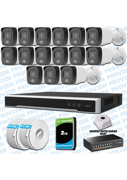 Hikvision 15’li Ip 4mp Güvenlik Kamerası Seti Colorvu Mikrofonlu Olay Anında Bildirim