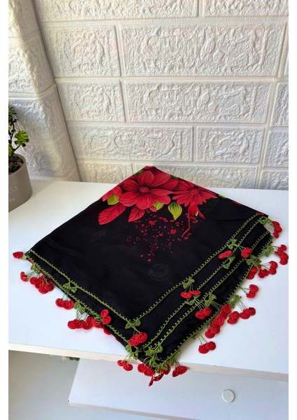 El işi Yazma Kiraz Oyalı Eşarp Tülbent Hediyelik Çeyizlik