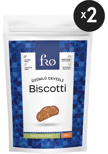 2'li Üzümlü Cevizli Biscotti Kurabiye Atıştırmalık