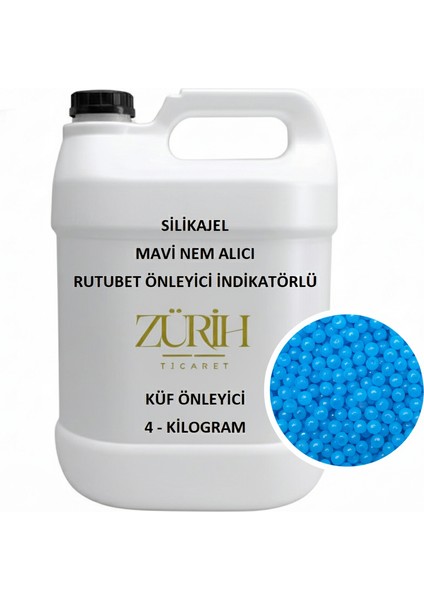 Silikajel Mavi Nem Alıcı 4 Kg - Rutubet Önleyici İndikatörlü - Küf Önleyici