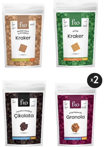 5'li Glutensiz Katkısız Sağlıklı Atıştırmalık Kraker, Yulaflı Cevizli Çikolata, Granola