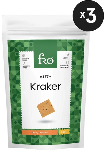 3'lü Unsuz Kıtır Kraker Vegan Glutensiz Tuzlu Doyurucu Sağlıklı Katkısız Atıştırmalık 3X50GR