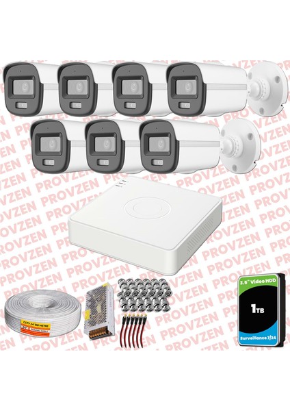 Hikvision Colorvu Full Hd 7 Kameralı Gece Renkli Güvenlik Kamerası Olay Anında Bildirim