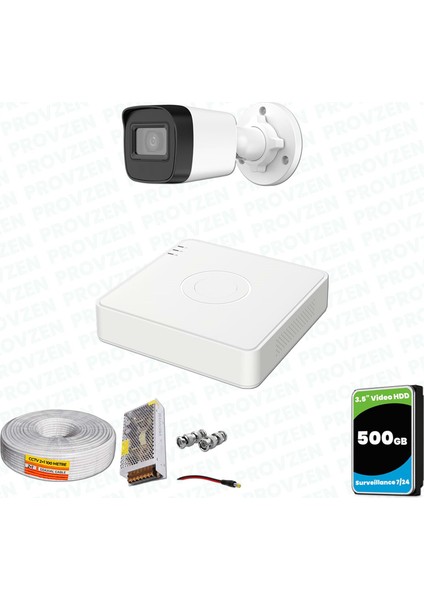 Hikvision 1 Kameralı Full Hd Geniş Açı Güvenlik Kamerası 500GB Olay Anında Bildirim