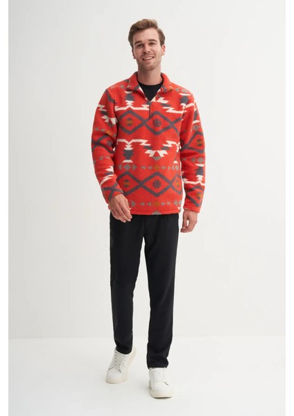 Vintage Desenli Kürk Dokulu Dik Yaka Regular Fit SWEATSHIRT-52440 fiyatları