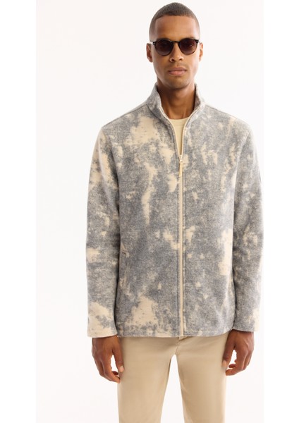 Erkek Antrasit Dik Yaka Fermuarlı Soft Touch Desenli Polar Regular Fit Sweatshirt A52Y1206 modelleri