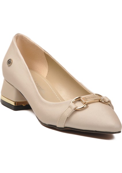 Bej Saten Dar Kalıp Kadın Abiye Ayakkabı PC-55197 Z fırsatları