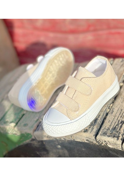 Bantlı Çocuk Günlük Ayakkabı, 22-30 Numara Arası Işıklıdır Çocuk Keten Ayakkabı