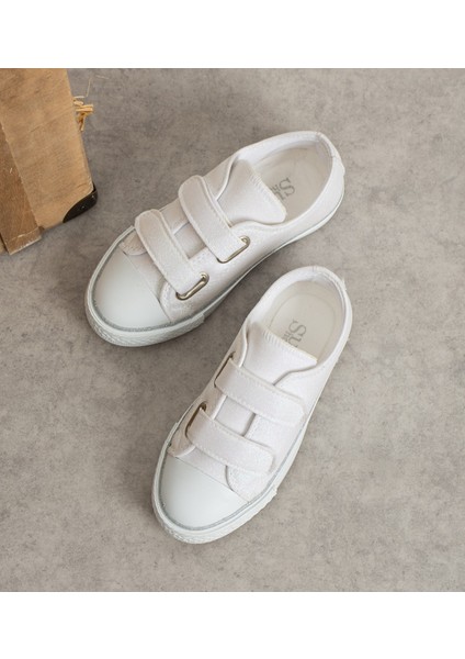 Bantlı Çocuk Günlük Ayakkabı, 22-30 Numara Arası Işıklıdır Çocuk Keten Ayakkabı