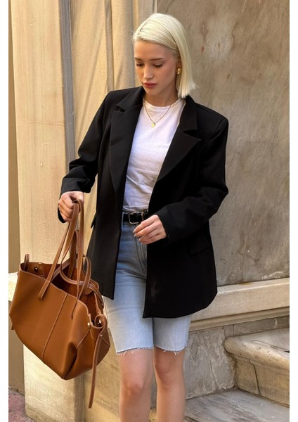 Siyah Astarlı Kadın Blazer Ceket MG2508 fırsatları