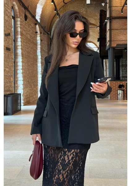 Siyah Astarlı Kadın Blazer Ceket MG2508 indirimleri