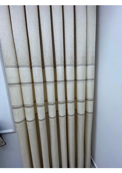 Nivemeshome FT672069 V-115 Funda Krem 1/3 Sık Pileli Fon Perde Apm