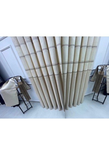 Nivemeshome FT672069 V-115 Funda Krem 1/3 Sık Pileli Fon Perde Apm