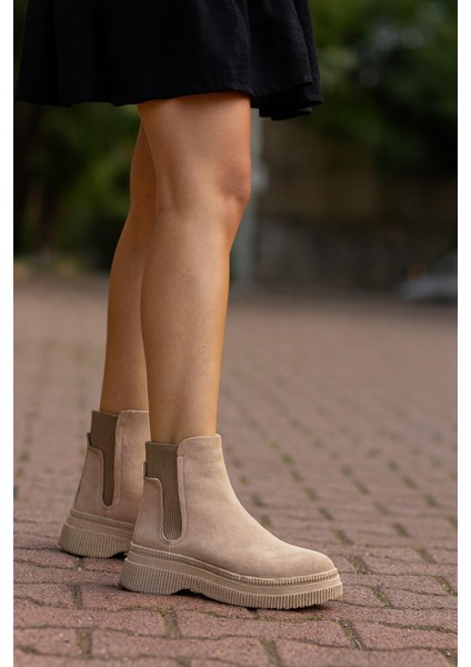 Kadın Süet Lastikli Detaylı Şık Kadın Bootie modelleri