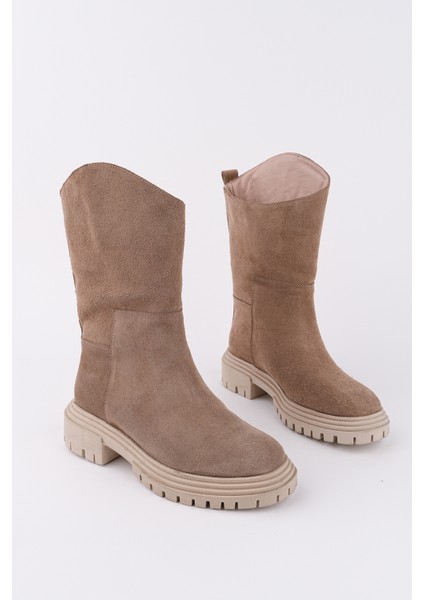 Megan Model Hakiki Deri Kalın Taban Günlük Kadın Uzun Bot modelleri