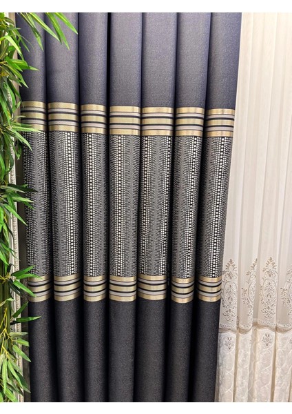 Mızraklı FT632256 V-502 Lacivert 1/3 Sık Pile Fon Perde Apm