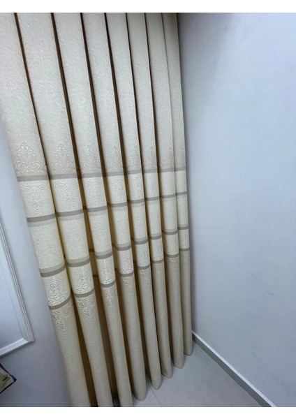 Nivemeshome FT672069 V-115 Funda Krem 1/3 Sık Pileli Fon Perde Apm