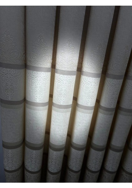 Nivemeshome FT672069 V-115 Funda Krem 1/3 Sık Pileli Fon Perde Apm