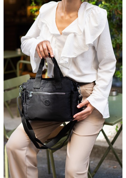 Kadın Suya Dayanıklı 5 Bölmeli Saten Kumaş El ve Omuz Çantası 7000