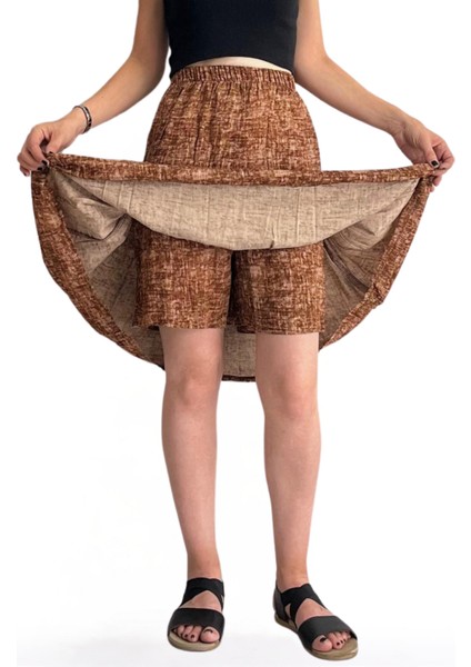 Viskon Kumaş Midi Boy Kadın Şort Etek modelleri