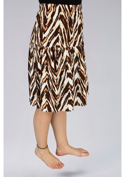 Viskon Kumaş Animal Print Midi Boy Şort Etek fiyatları