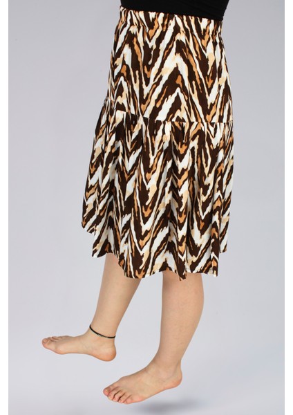 Viskon Kumaş Animal Print Midi Boy Şort Etek fırsatları