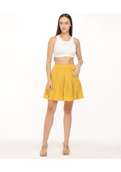 Krep Kumaş Düz Renk Şort Etek
